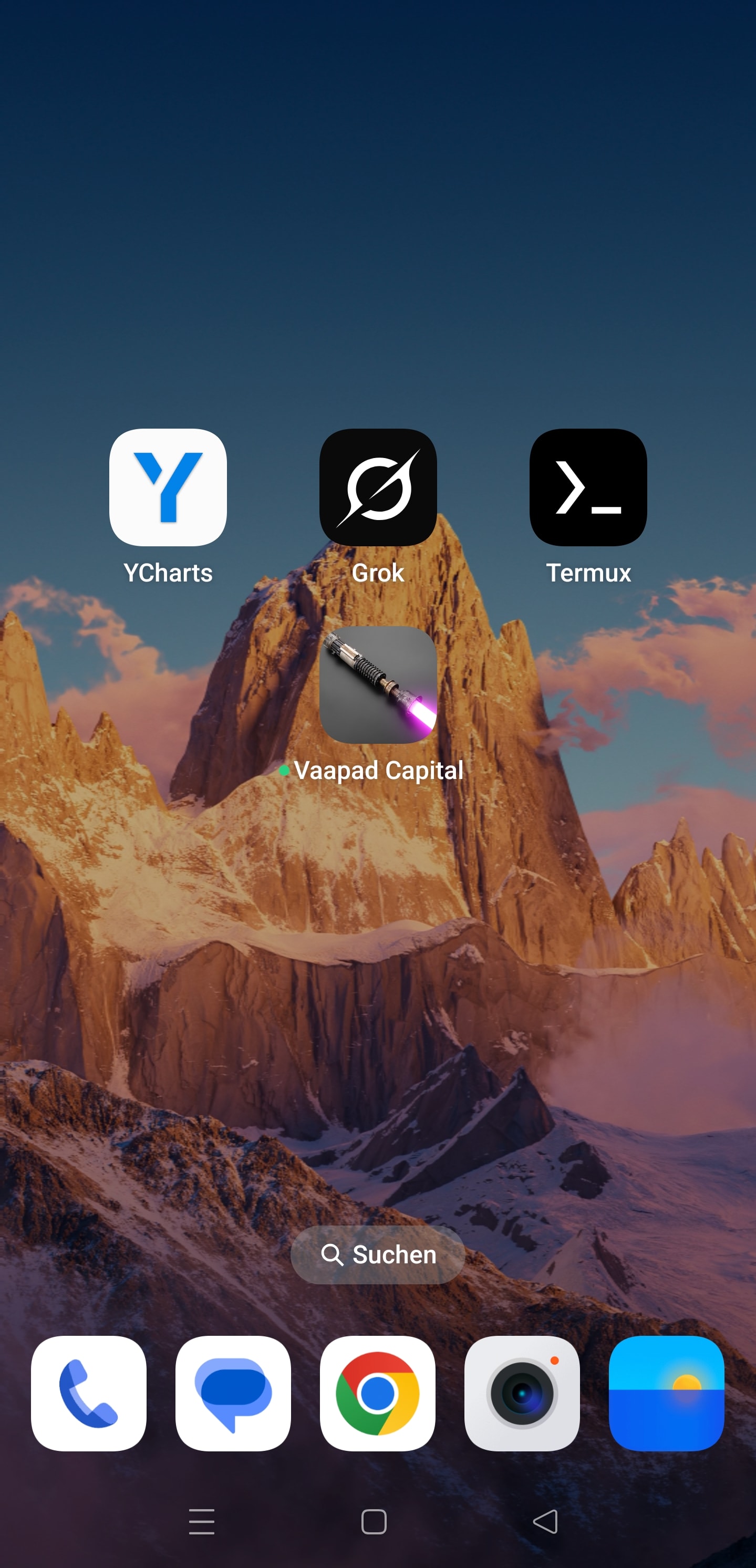Vaapad-Capital-App auf einem Smartphone-Homescreen installiert
